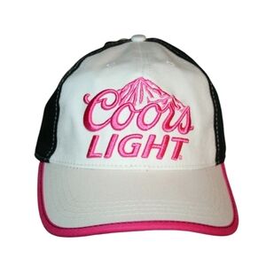 Coors Light Beer White Black Hot Pink Womens Baseball Beach Cap Hat New Tag OSFM